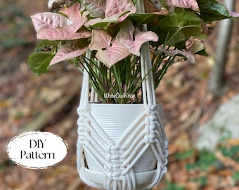 DIY Macrame plant hanger, home improvement, step-by-step beginner friendly macrame pattern, plant lover gift, DIY macrame
