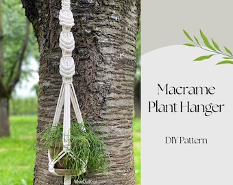 DIY Macrame plant hanger PDF pattern, Shells Hanging Planter Tutorial Instructions, BEGINNER Macramé, Instant Download, Gift Idea