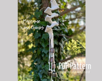 DIY Pattern Wind Chimes, Macrame Spiral Wind Catcher, Garden Decoration, PDF Written Pattern Doorbell Hanging Wall Chimes, Housewarming Gift