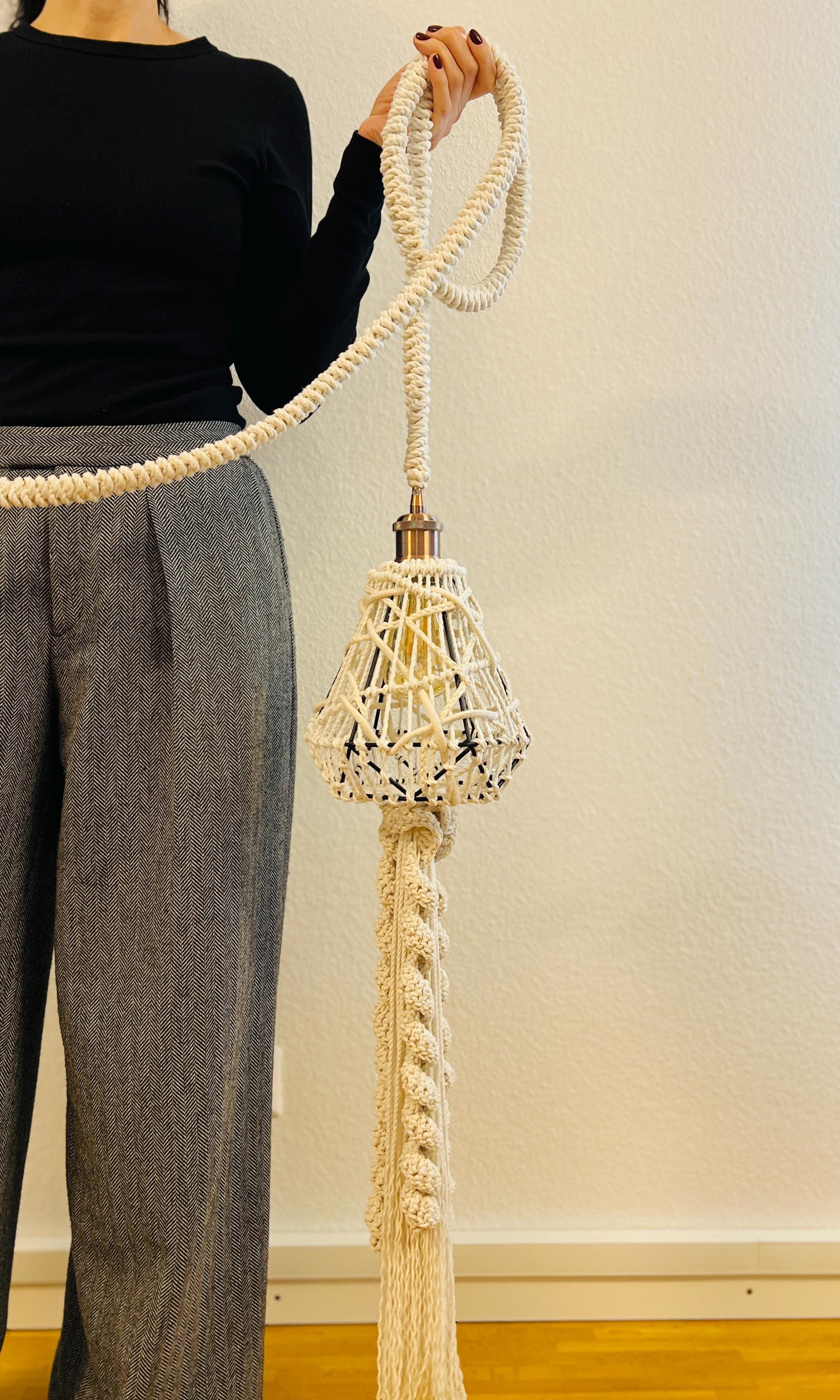 ボヘミアン風ロープランプのDIYパターン – マクラメペンダントライトの