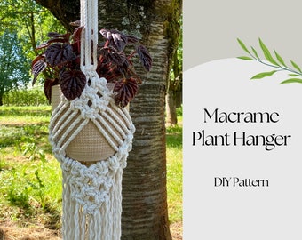 PDF Pattern Macrame Plant Hanger, Rhombus Plant Hanger DIY, Macramé Pattern Beginner, DIY Macrame, Step by Step Instructions, Gift Idea