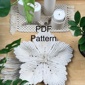 PDF Pattern XL Macrame Flower, Macrame Flowers Tutorial, DIY Macrame Lace, Step by Step Instructions, How To Macrame Flowers image 3