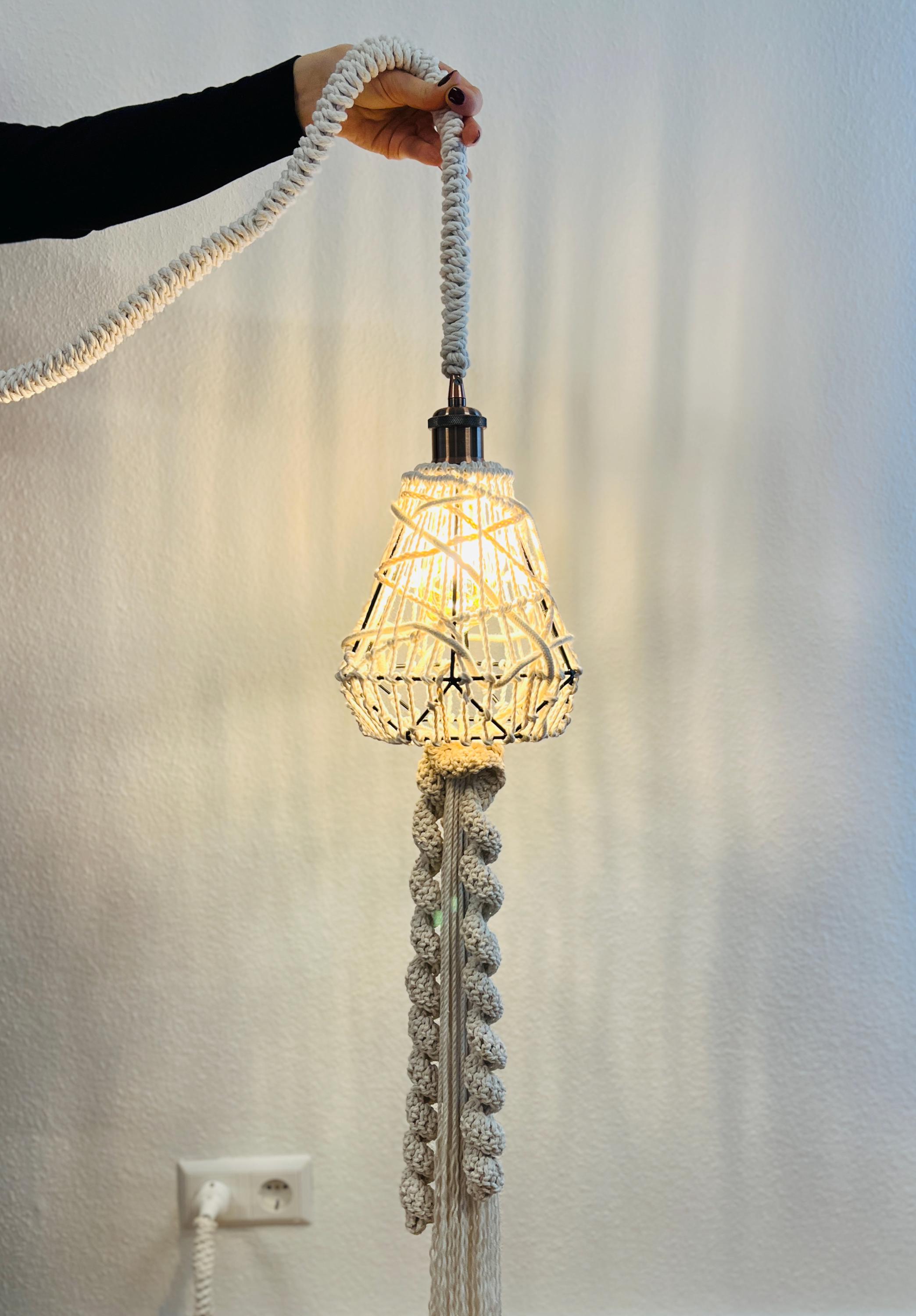 ボヘミアン風ロープランプのDIYパターン – マクラメペンダントライトの