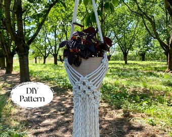 PDF Pattern Macrame Plant Hanger, Rhombus Plant Hanger DIY, Macramé Pattern Beginner, DIY Macrame, Step by Step Instructions, Gift Idea