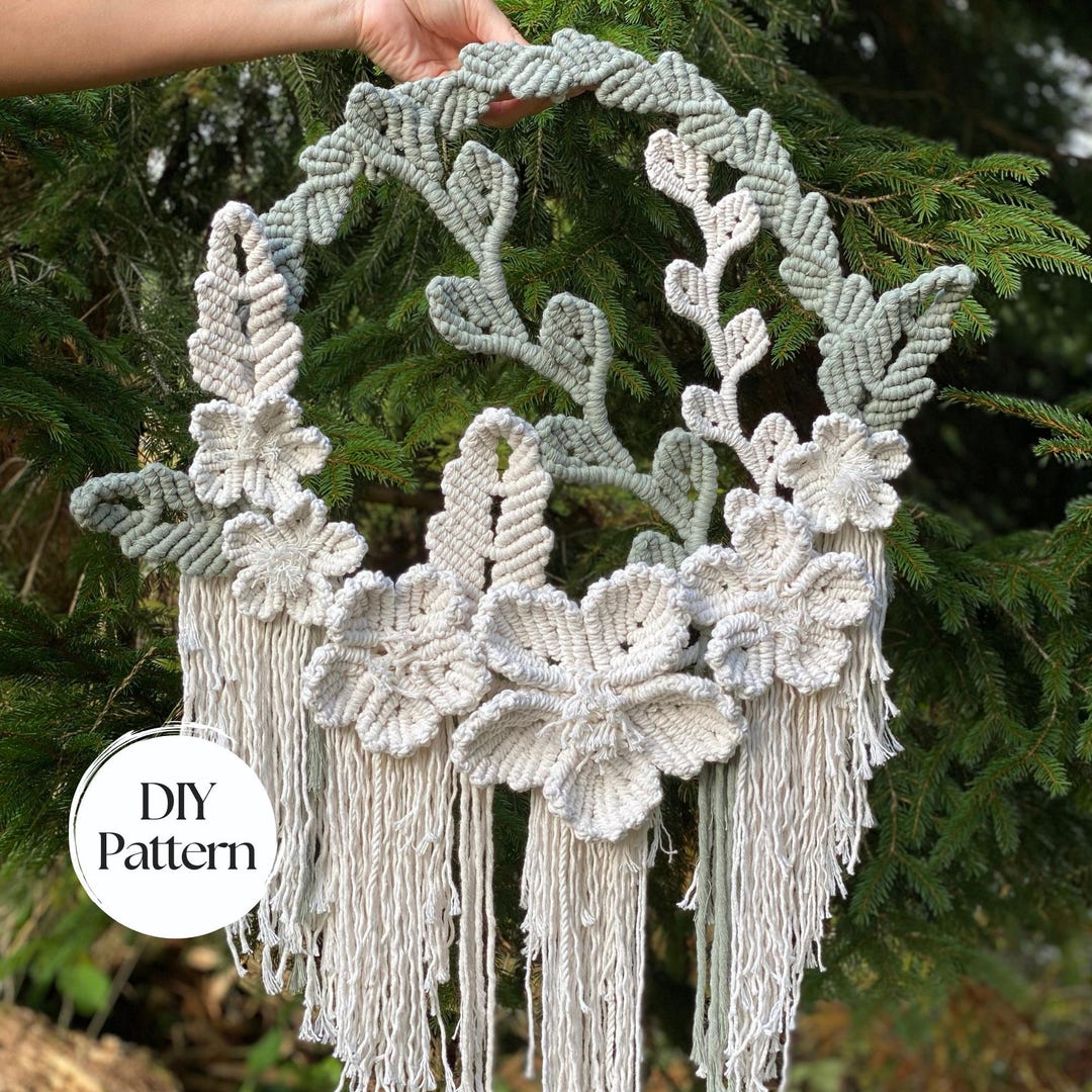 DIY Macrame Pattern Flower Wreath, Written PDF, Set of 5 Macrame PDF ...