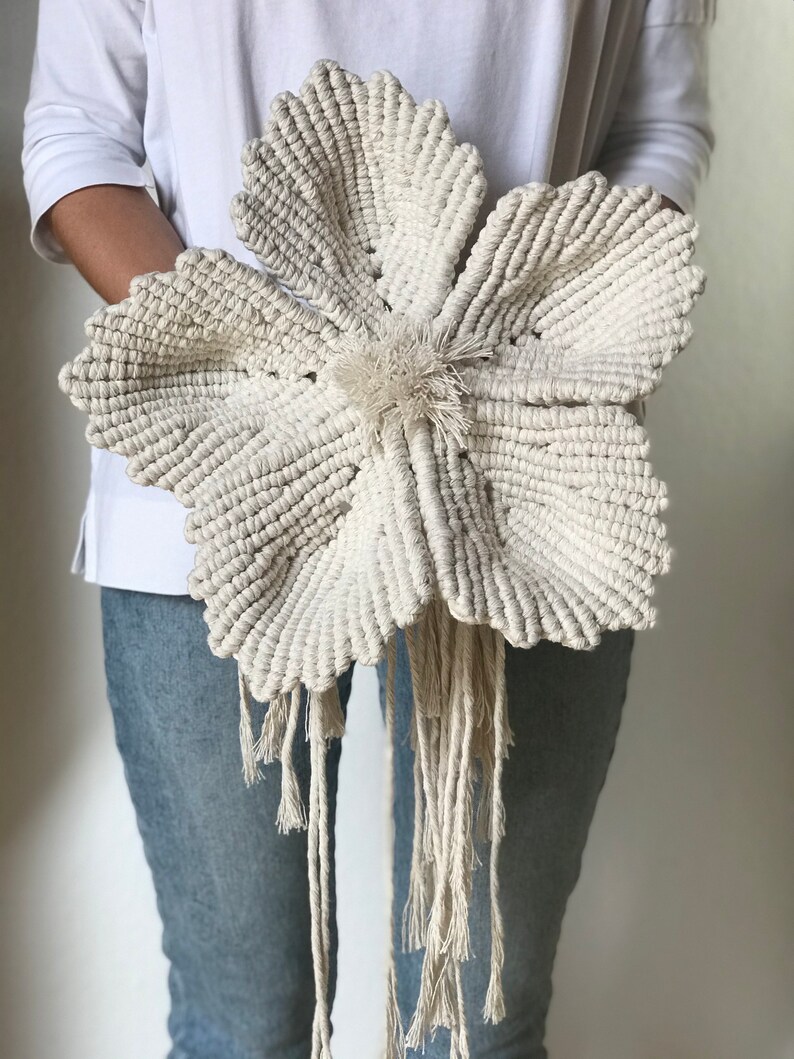 PDF Pattern XL Macrame Flower, Macrame Flowers Tutorial, DIY Macrame Lace, Step by Step Instructions, How To Macrame Flowers image 5