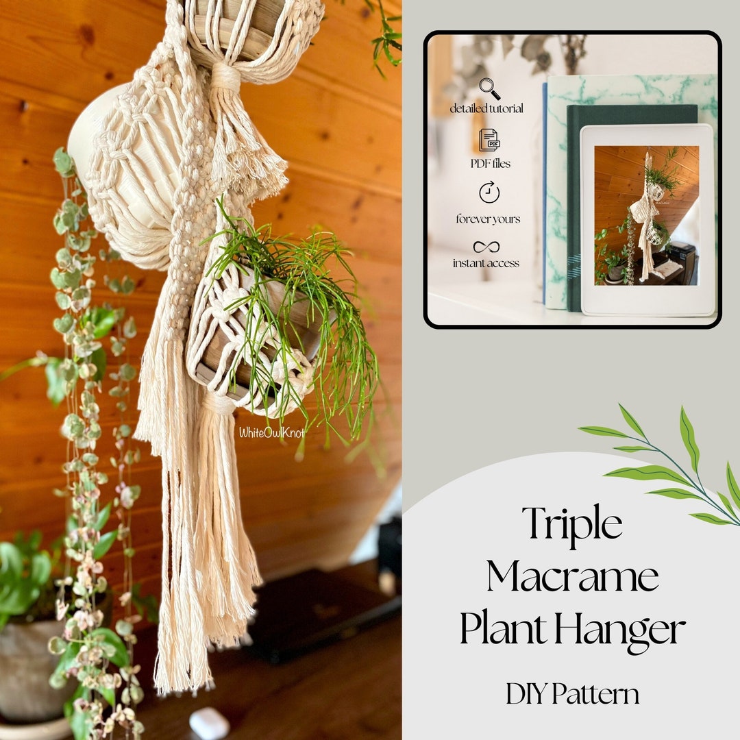 Triple Macrame Plant Hanger DIY PDF Pattern - Instant Download for ...