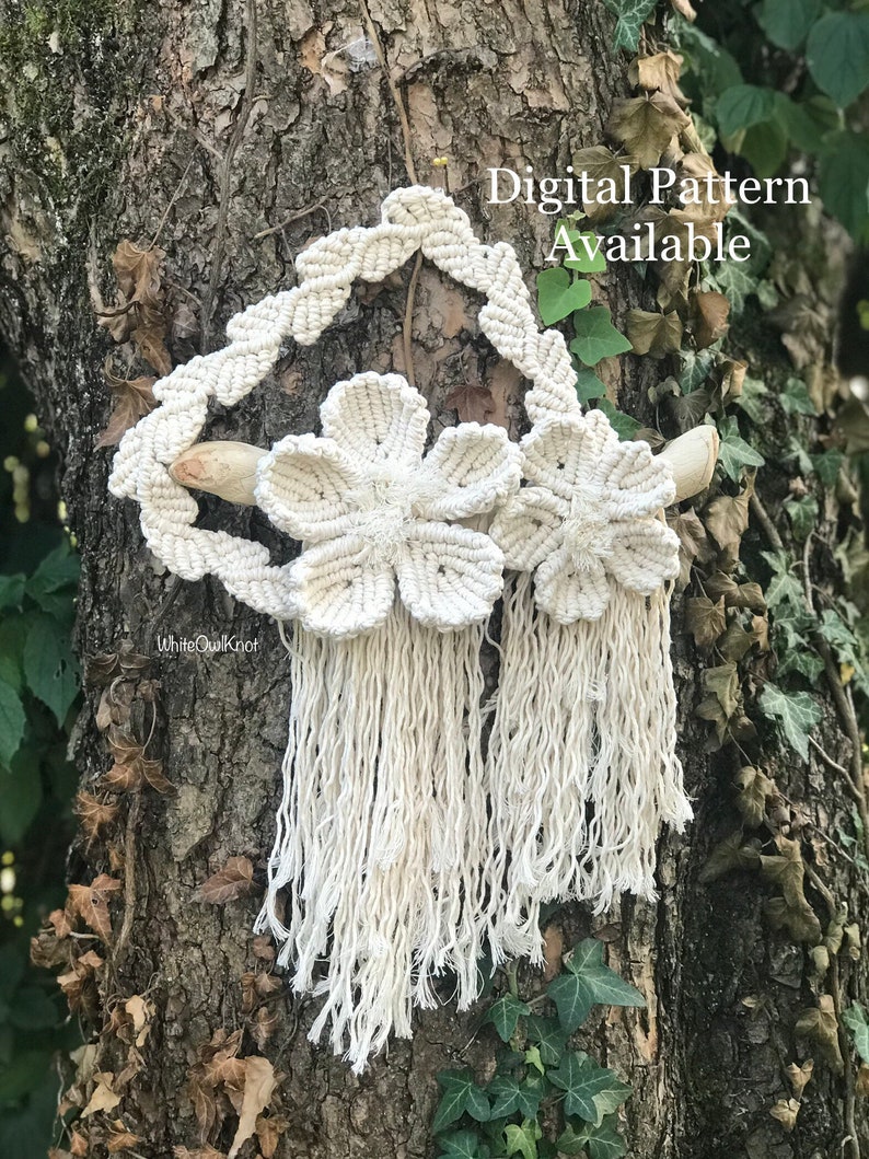 PDF Pattern Macrame Wall Hanging, Macrame Flowers Tutorial,Set of macrame PDF Patterns,Step by Step, Direct Download, How To Macrame Flowers image 9