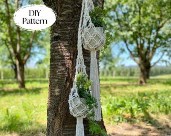 PDF-Muster Makramee Doppel-Pod-Pflanzgefäß, Makramee-Pflanzenaufhänger-Tutorial, Doppel-Hänge-Pflanzgefäß, Digitaler Download, Air Plant Nest COZY POD-Muster