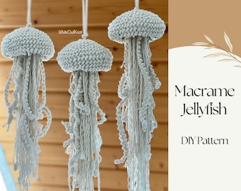 DIY-patroon Macrame Kwallen, Macrame PDF-patroon, Stap voor stap macrame-patroon voor beginners, Digitaal downloadpatroon, Geschenken onder de 20