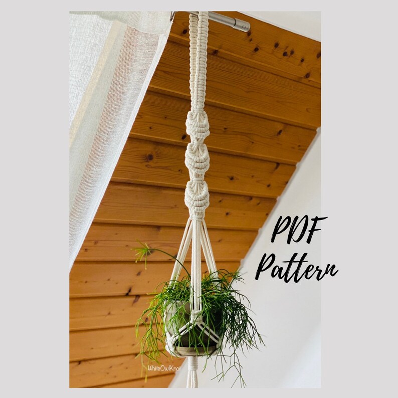 DIY Macrame Plant Hanger PDF Pattern, Shells Hanging Planter Tutorial ...