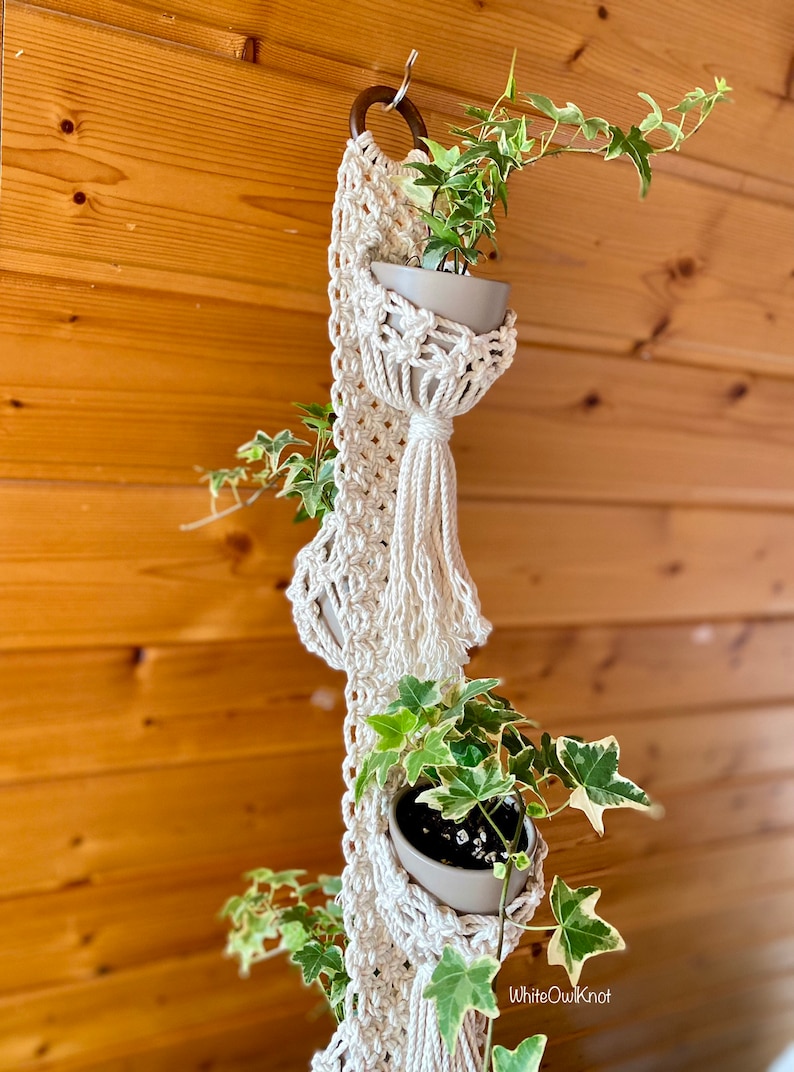 PDF pattern Macrame plant hanger, multiple plant hanger DIY, macramé pattern beginner, DIY macrame, cozy pod planter step by step image 3