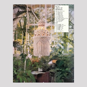 Macrame Lampshade Pattern, 1970's Vintage, Macrame Plant Holder, Vintage Indoor Gardening, Instant Download, DIY Home Decor