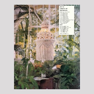 Macrame Lampshade Pattern, 1970&#39;s Vintage, Macrame Plant Holder, Vintage Indoor Gardening, Instant Download, DIY Home Decor