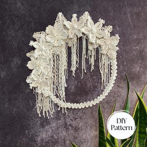 DIY Pattern Flower Wreath, Set of Written Macrame PDF Patterns, Front Door Wreath DIY, Macrame Floral Wall Hanging Tutorial, Eclectic Decor