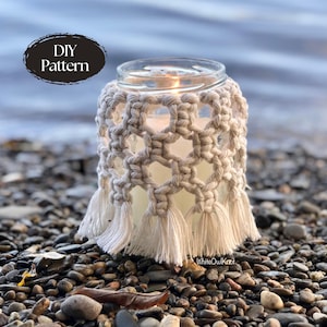 Macramé Jar Cover Pattern PDF – DIY Hanging Lantern Tutorial, Wedding Decor, Macramé How-To Guide. Handmade Gift Idea