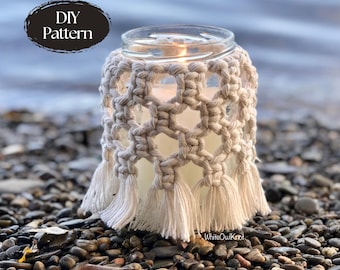 ボヘミアン風ロープランプのDIYパターン – マクラメペンダントライトの