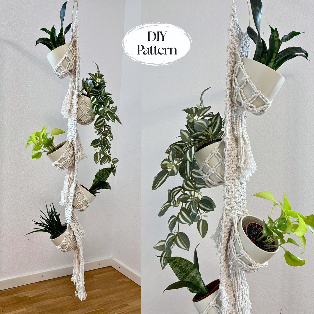 Macrame Multiple Plant Holder Pattern. DIY PDF for Medium Pots ...