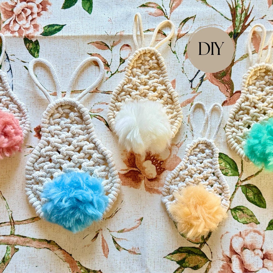 Macrame Rabbit Pattern Easter Bunny Macrame Pattern PDF, DIY Rabbit Easter Decor, Cute Macrame ...