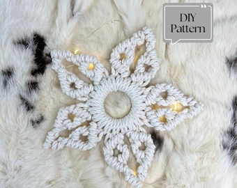 Macrame Christmas Ornament DIY Pattern - Snowflake Design for Handmade Holiday Decor, Tree Decorations, Unique DIY Gifts
