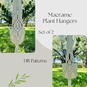 Set of 2 Macrame Plant Hanger Patterns: Create Your Own Stunning Home Decor - Step-by-Step Guide for Crafting Diamond Eclectic Plant Holders