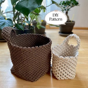 PDF Pattern Macrame Basket, Home Organization, Macrame Plant Hanger Tutorial, Digital Download, Home Accents