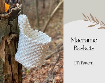 PDF Pattern Macrame Basket, Home Organization, Macrame Plant Hanger Tutorial, Digital Download, Home Accents