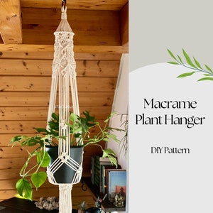 DIY Macrame plant hanger PDF pattern, macramé pattern beginner, DIY macrame, step by step, how to plant hanger, gift idea