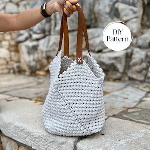 Macrame Bag PDF Pattern, DIY Macrame Boho Purse, Handbag Pattern, Macrame Tote Bag Pattern, How to Macrame Bag, Modern Bag Macrame Pattern