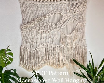 DIY Macraweave Wall Hanging, PDF Patroon en Macrame Knopen en Technieken Video Tutorial, Macrame en Weaving Fiber Art, Boho Wall decor