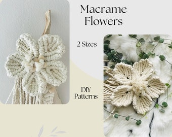 Macrame Flower DIY Patterns: Create 2 Sizes&Shapes with PDF Step-by-Step Instructions. Handmade Floral Elegance. DIY Macrame Flower Patterns