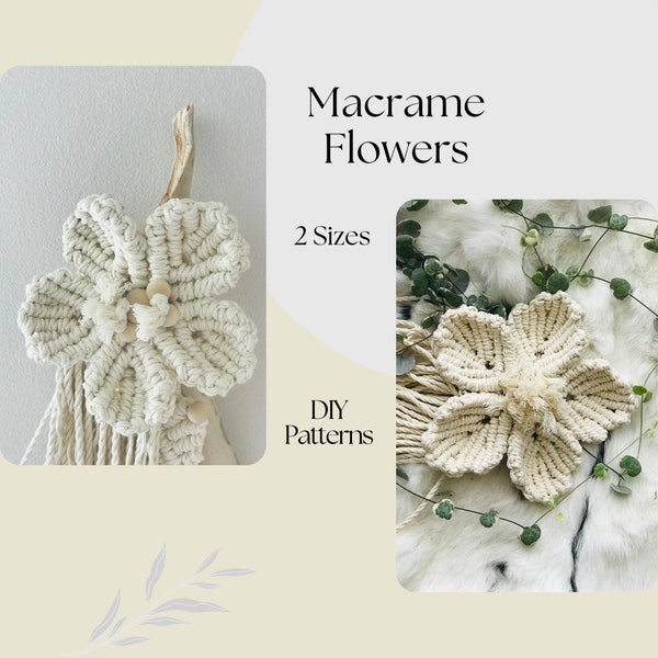 Macrame Flower DIY Patterns: Create 2 Sizes&Shapes with PDF Step-by-Step Instructions. Handmade Floral Elegance. DIY Macrame Flower Patterns
