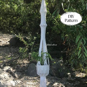 Macetero moderno de macramé con patrón vintage de los años 70 (descarga instantánea en PDF), decoración del hogar con macramé, proyectos de los años 70, bricolaje