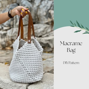 Macrame Bag PDF Pattern, DIY Macrame Boho Purse, Handbag Pattern, Macrame Tote Bag Pattern, How to Macrame Bag, Modern Bag Macrame Pattern