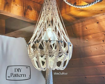 ボヘミアン風ロープランプのDIYパターン – マクラメペンダントライトの