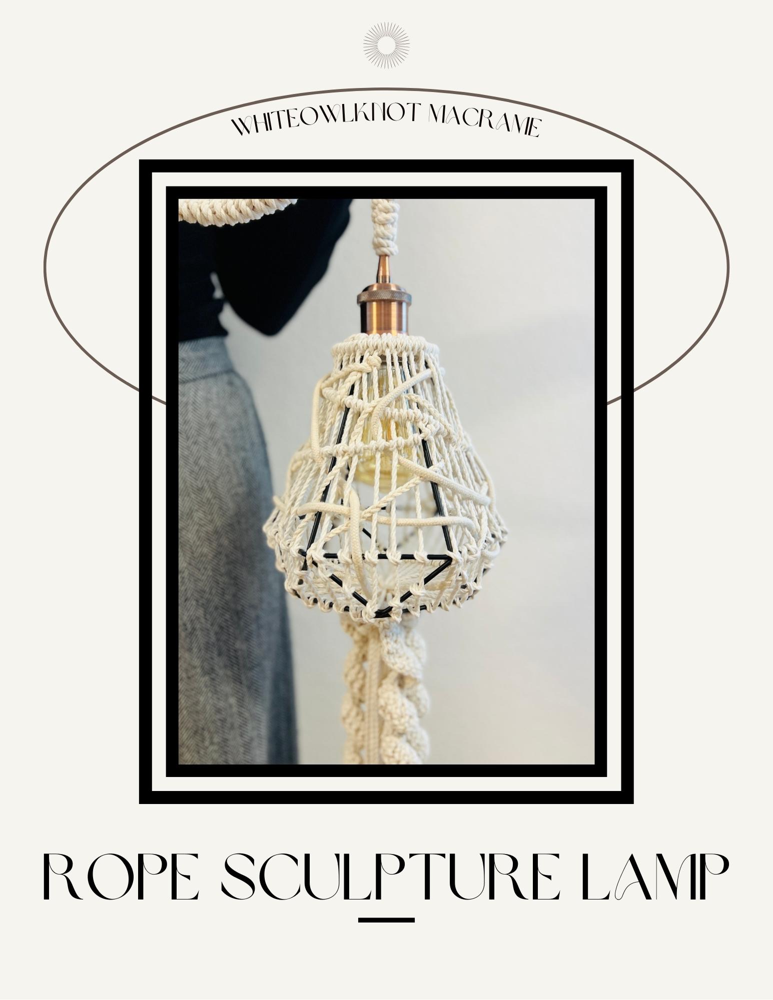 ボヘミアン風ロープランプのDIYパターン – マクラメペンダントライトの
