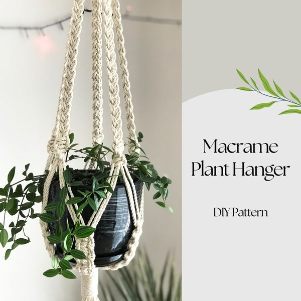 Macramé Pattern Plant Hanger pdf, DIY Tutorial Instructions, Macrame Fiber Arts Pattern, Instant Download, How To Macrame Plant Hanger