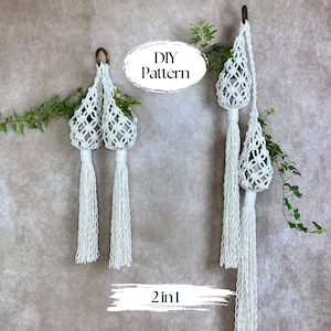 SET of 2 PDF Patterns Macrame Double Pod Planter, Macrame Plant Hanger Tutorial, Digital Download, Air Plant Nest COSY Pod Patterns