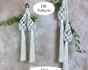 SET van 2 PDF-patronen: Macramé dubbele pod plantenbak, Macramé plantenhanger tutorial, digitale download, luchtplantennest COZY pod patronen