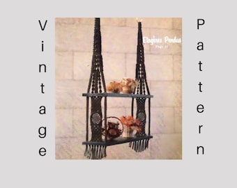 70s Vintage Home, Indoor Garden, Macrame Shelf, PDF Macrame Pattern, 70s Home Decor, Instant PDF Download