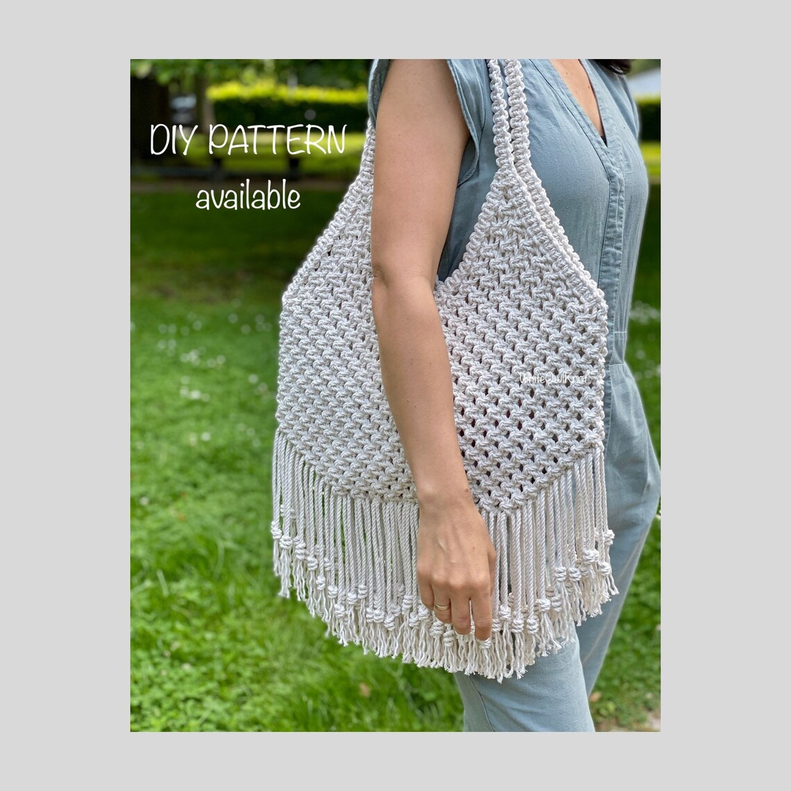 Macrame Market Shoulder Bag PDF Pattern DIY Macrame Boho Etsy
