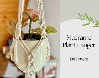 DIY Macrame plant hanger PDF pattern, Tutorial Instructions, Macrame Fiber Arts Pattern, BEGINNER Macramé, Instant Download, Gift Idea