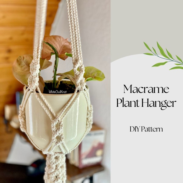 Cintre de plantes en macramé bricolage Patron PDF, Instructions de tutoriel, Patron d'arts en fibre de macramé, Macramé débutant, Téléchargement instantané, Idée cadeau