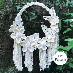 Macrame PATTERN Flower Wreath, Written Set of Macrame PDF Patterns, Front Door Floral Wreath, How to Macrame Flowers, Instant Download