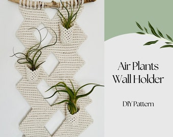 Macrame Wall Hanging PDF pattern, Macrame Air plant Holder Pattern , Home decor DIY instructions, Air Plant Terrarium, Idée cadeau pour les amoureux des plantes
