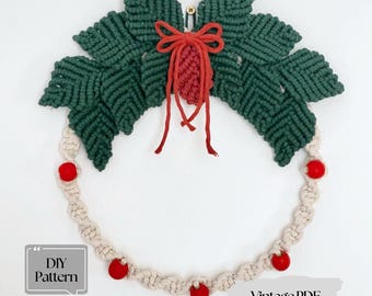 DIY Guide to Make a Christmas Wreath, Christmas Tree, and Stocking: Vintage 1970s Macrame Pattern for Christmas Ornaments. DIY Advent Wreath