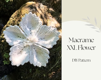 PDF Pattern XL Macrame Flower, Macrame Flowers Tutorial, DIY Macrame Lace, Step by Step Instructions, How To Macrame Flowers