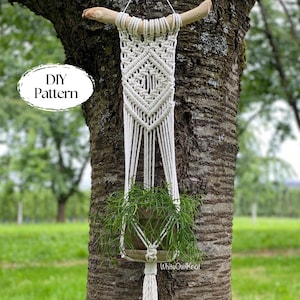 DIY Makramee-Pflanzenhänger, geometrischer Wand-Pflanzenhänger PDF-Muster, Makramee-Muster für Anfänger, DIY Makramee, Schritt für Schritt, Anleitung zum Pflanzenhänger