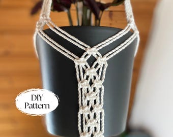 DIY PDF pattern macrame plant hanger, Square Knots easy to make macramé pattern beginner, DIY macrame, step by step, how to plant hanger