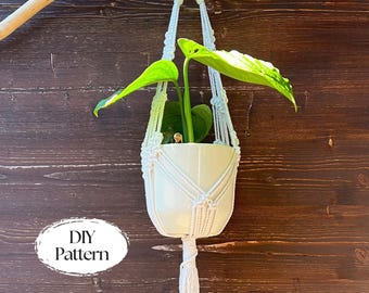 Patrón DIY de macramé corto para colgar plantas colgantes | Decoración para terrazas y balcones | Idea de regalo perfecta | Manualidad fácil